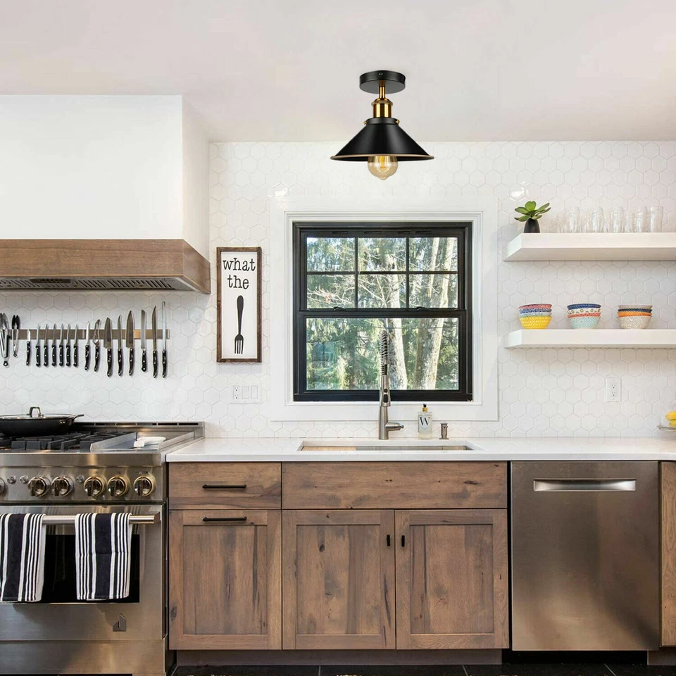 Plafonnier métal design rétro éclairage style industriel vintage Ø220mm E27 - Photo 2/4