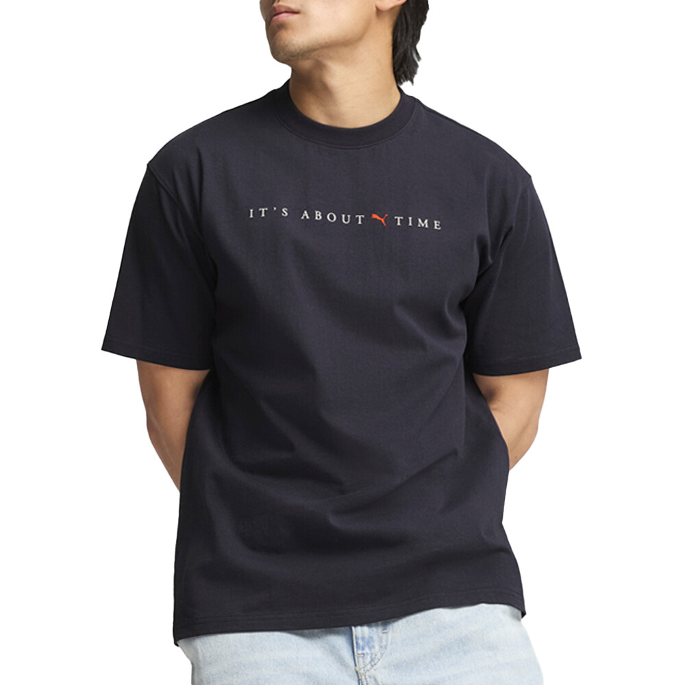 Футболка с коротким рукавом и круглым вырезом с графическим рисунком Puma Mmq, мужские синие повседневные топы 62655616