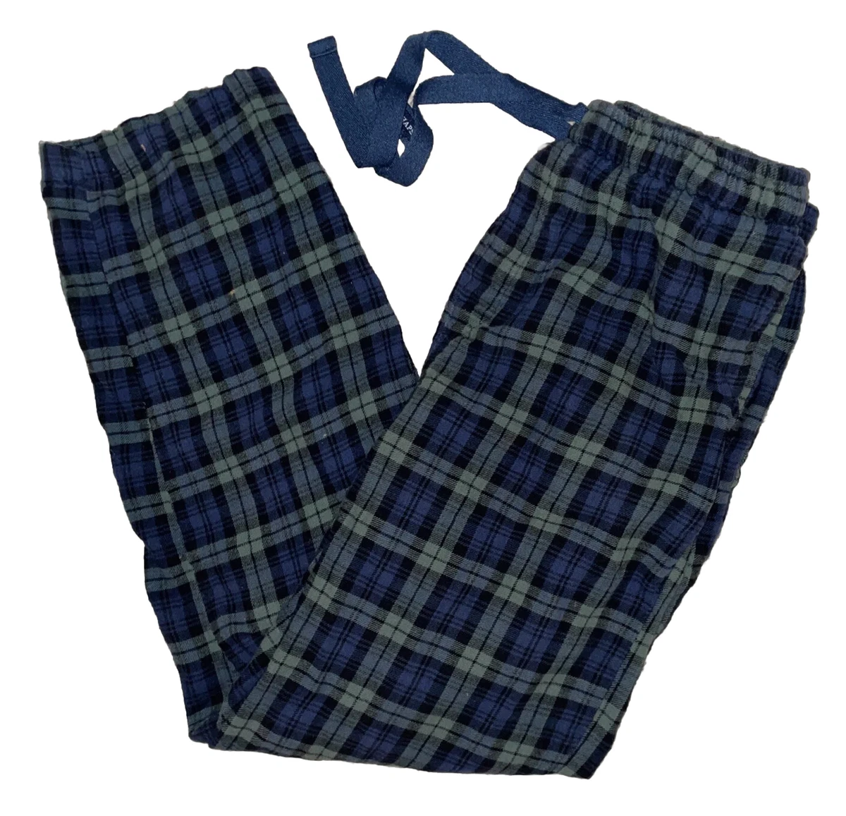 CHAPS Blue and Green Plaid Cotton Lounge Sleep Pants Drawstring Size S
