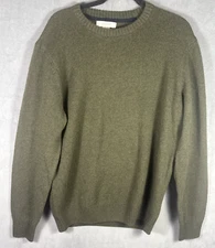 Aspen Sweater Women Large Lambswool Blend Olive Classic Sweater Work Casual