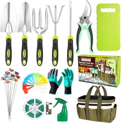 Garden Tool Set, Garden Tools 32Pcs Stainless steel Gardening Tools Starter Kit 