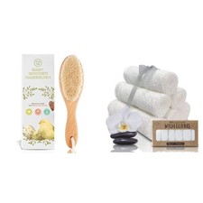 Baby Hair Brush Bamboo Viscose Washcloth Set for Newborn - Bath...