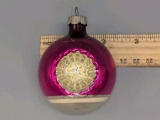 Vintage Shiny Brite Blown Glass Double Indent Pink Ornament Shiny Brite 2 1/4"