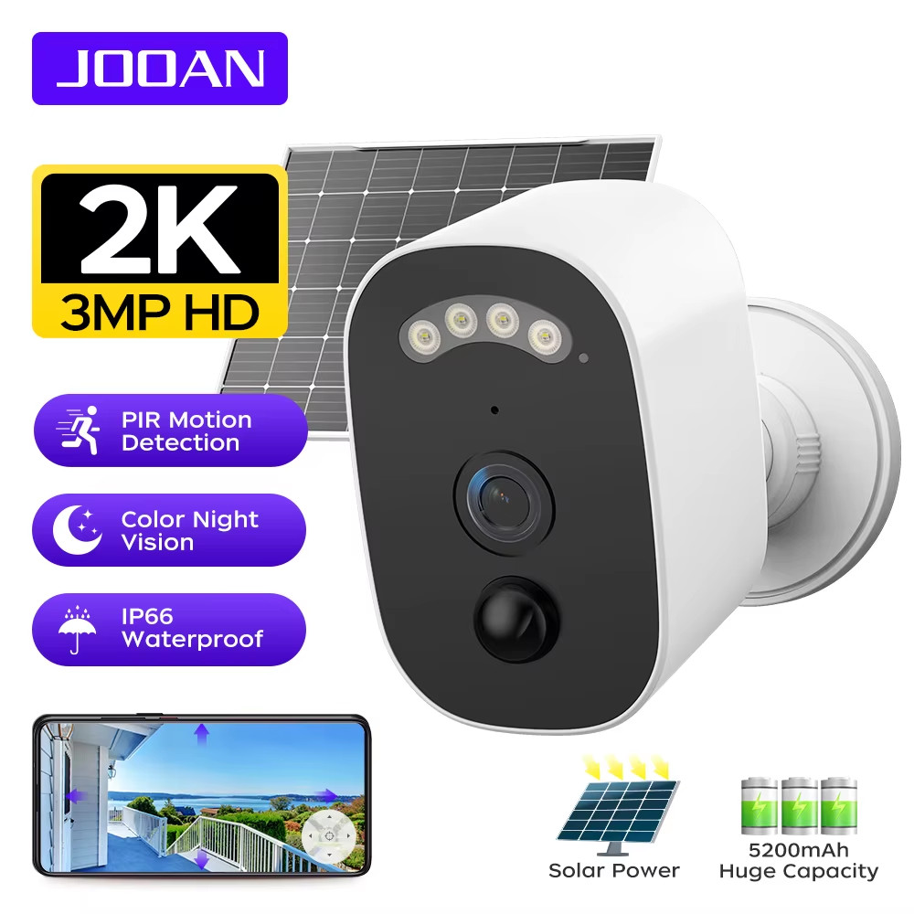 JOOAN 3MP Wifi Camera Outdoor Solar Battery Security Camera 