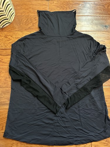 IBKÜL XXL Black UPF 50+ Cool Feel Quick Dry Cowl Neck Long Sleeve Mesh Top