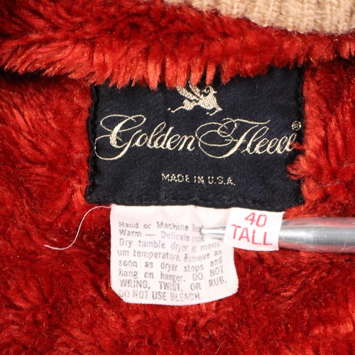 Vintage Golden Fleece Jacket Mens 40 Tall Tan Red Sherpa Lined Talon Zip USA 70s - Picture 11 of 22