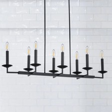 8-Light Black Industrial Kitchen Island Chandelier Pendant Light Fixture