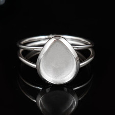 925 Sterling Silver 7x9mm Pear Bezel Ring Bla...