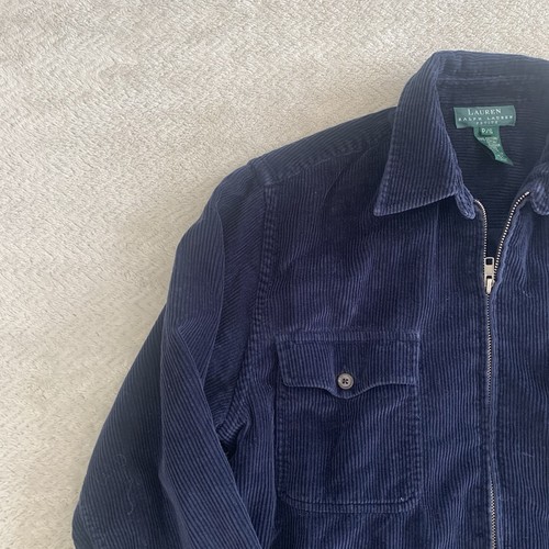 Lauren RALPH LAUREN Petite Small 100% Cotton Navy Blue Corduroy Jacket Womens - Picture 5 of 16