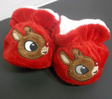RUDOLPH THE RED NOSED REINDEER Baby Booties Medium Infant Christmas Fur Slippers