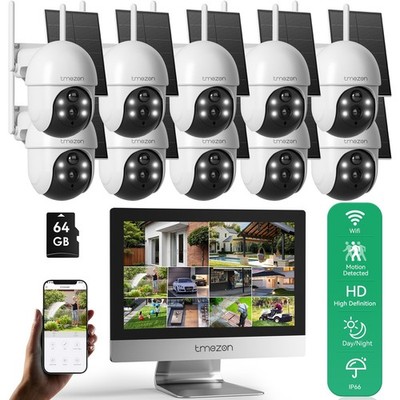 Wireless Wifi 10CH NVR CCTV HD 4MP Home outdoor Security System Solar PTZ Camera