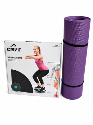 CRIVIT Balance Board+Fitness-/Yogamatte  Set für Gleichgewichts-und Koordination
