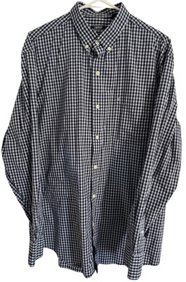 IZOD Premium Essentials Button Up Dress Shirt Men's Large Blue Multi-Check