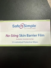 Safe N' Simple No Sting Skin Barrier Wipes, Pk/25 Expires 1/5/2028 New In box