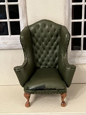 Dolls House Vintage Joan Ince Green Leather Armchair ( See Description) - Image 1 of 4