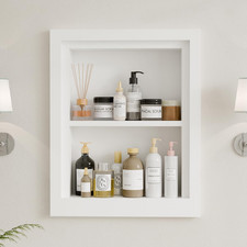 Solid Wood 14 X 18 Recessed Medicine Cabinet,2-Tier, Medicine Cabinet Organizer,