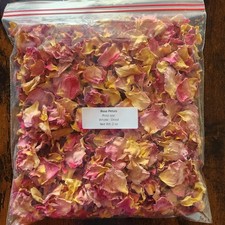 Dried Whole Rose Petals Floral Craft, Weddings, Decor, Pink Yellow, 2oz