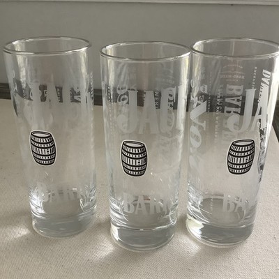 Set (3) Jack Daniels Old No 7 Tennessee Whiskey 6  Tall Etched Highball Glasses