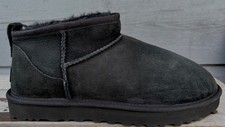 UGG  Classic Ultra Mini   9/40 Black Suede Shearling Ankle Boots Booties