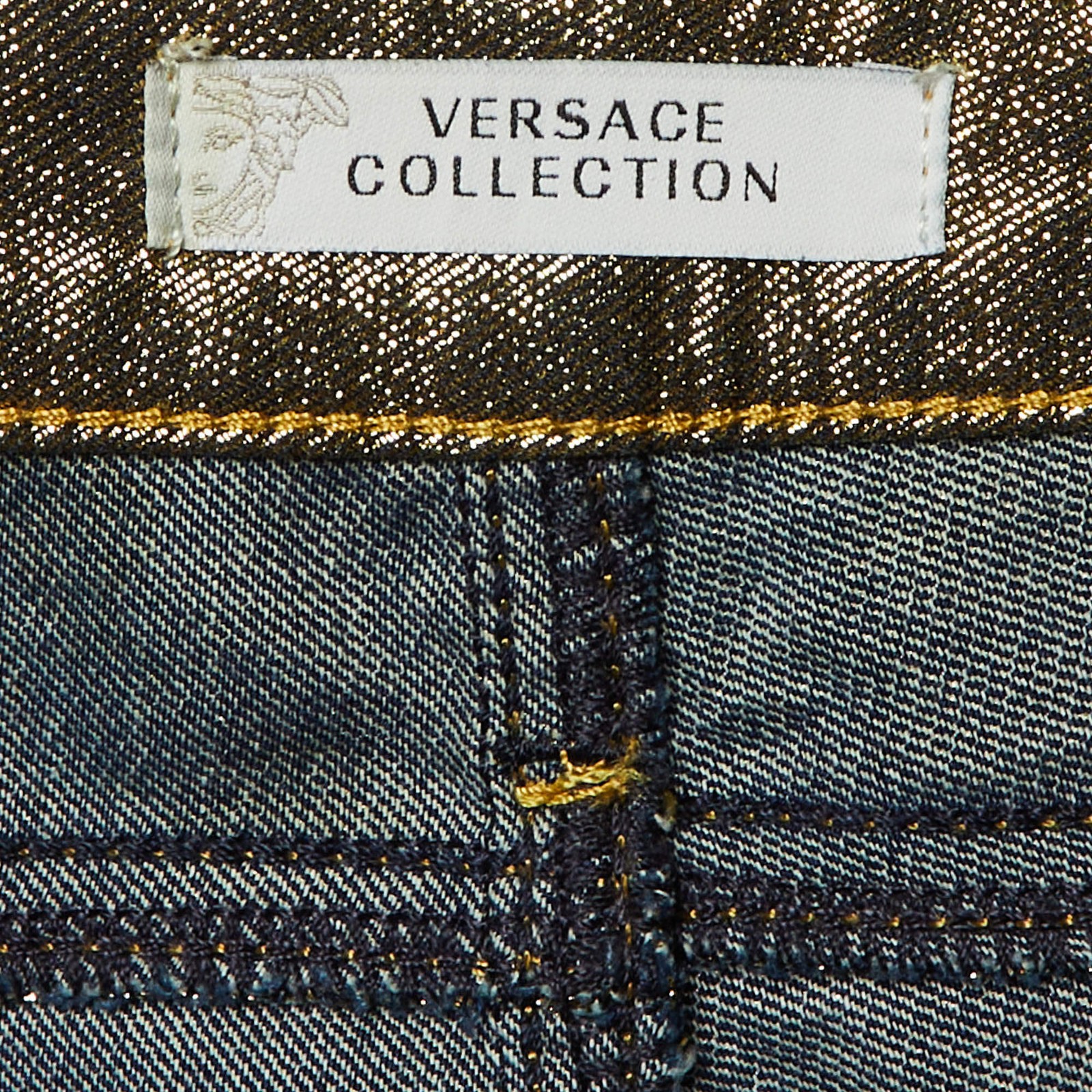 Versace Collection Gold Metallic Slim Fit Jeans L thumbnail 5