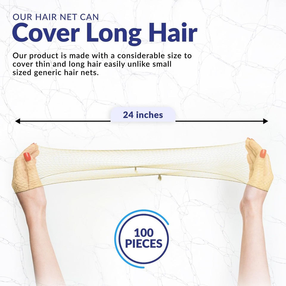 Pruvade - Nylon Hair Nets For Women & Men | Case 24" Honeycomb Mesh Hair Net Food Service Medical Industrial Use Breathable Sturdy Bun Hair Long Short Hair Late - View #11