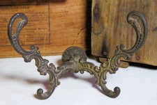 ORNATE Antique DOUBLE Cast Iron Victorian Hall Tree Coat Hat Hook 1