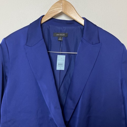 Ann Taylor Tailored Double Breasted Blazer Blue Silky Women’s 16P - Picture 4 of 9
