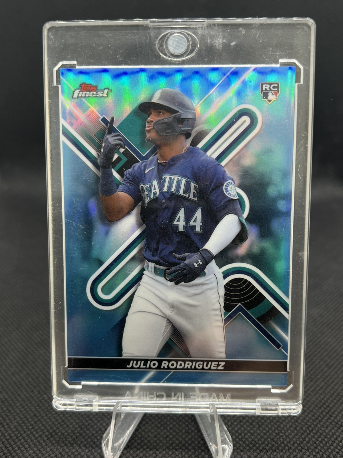 2022 Topps Finest - Julio Rodriguez #23 Sky Blue Refractor /300 (RC