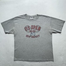 Vintage 2002 U.S. Open FILA Tennis Shirt XL Gray Made in USA New York City Tee