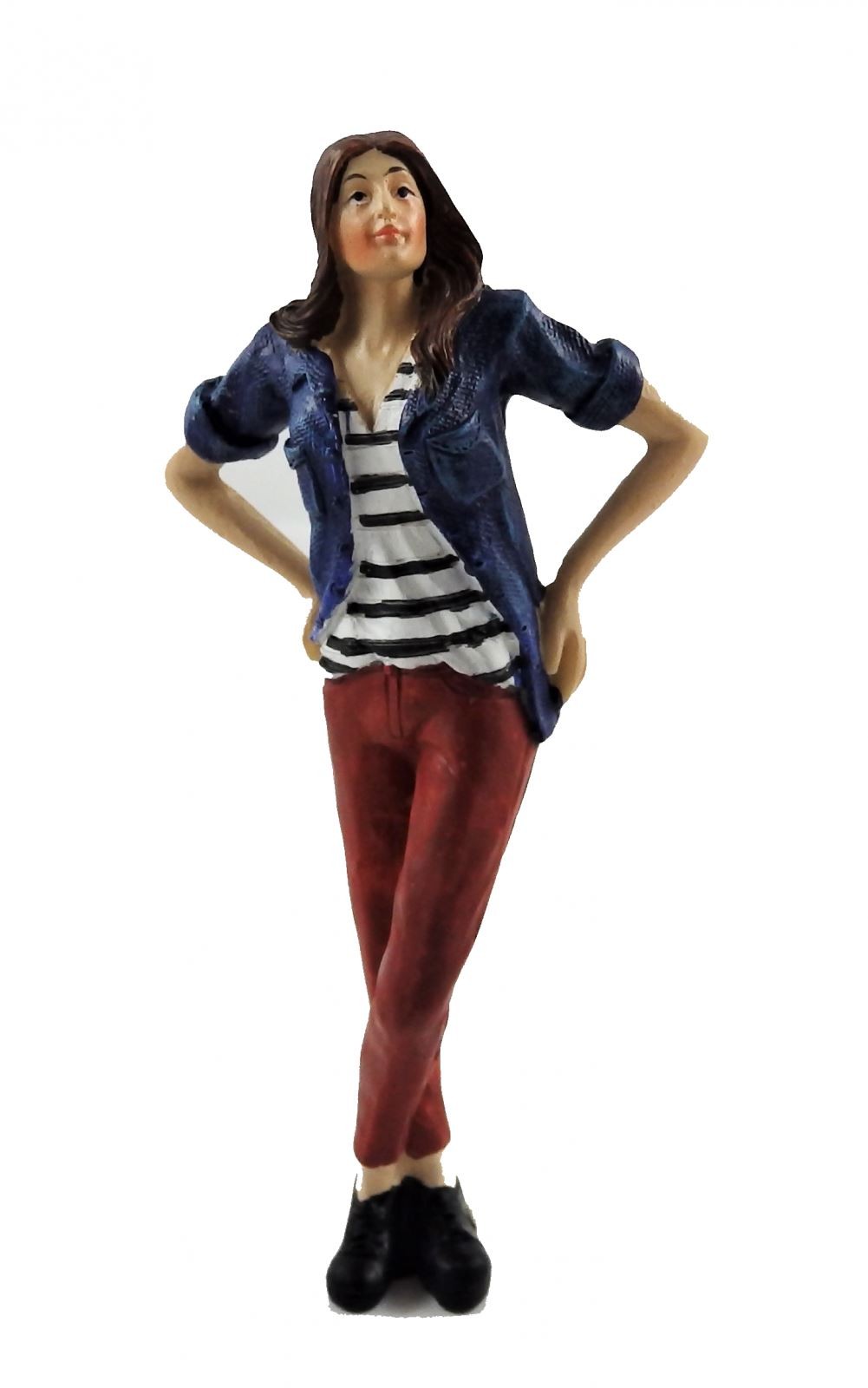 House People Modern Woman In Denim Shirt Resin Figure