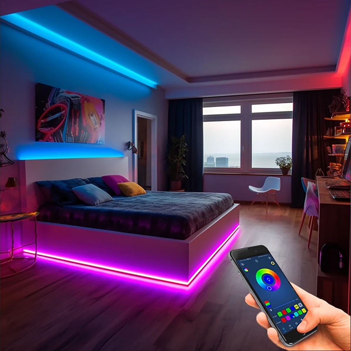 Bande lumineuse Bluetooth 150 LED avec contrôle par application mobile - 4