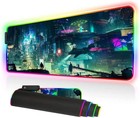 RGB Gaming Large Mouse Mat Pad with LED Light - Cyberpunk Style City Skyline