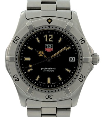 Tag Heuer 38mm Men's Professional 2000 Series SS Black Dial Watch