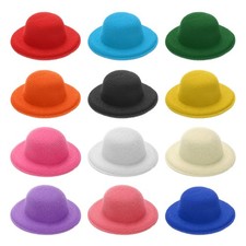 2.3 Inch Mini Formal Hats, 12 Pcs Miniature Doll Hats for Crafts, Multicolor