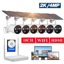 4MP Wireless Security Camera System Wifi Solar Battery Powered 2 Way Audio Cams