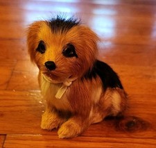 Realistic Yorkshire Terrier Yorkie Chihuahua sm dog with real fur glass Eyes 3"