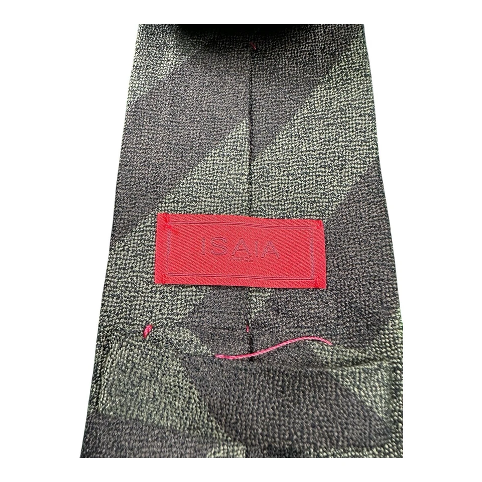 Isaia Napoli Green Brown 7 Fold Pure Silk Men’s The 3.5 Inch Width  - Image 4 of 4
