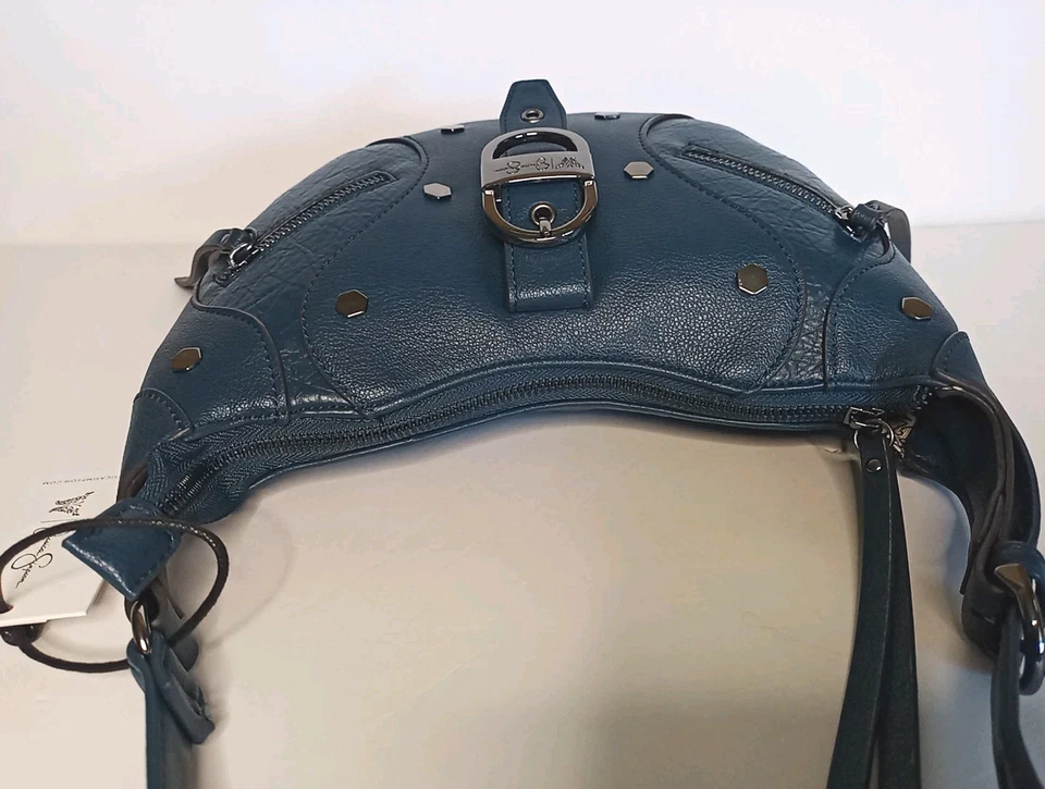 Jessica Simpson Courtney Crossbody Handbag Dark Blue Tidal Teal Faux Leather New - Image 3 of 4