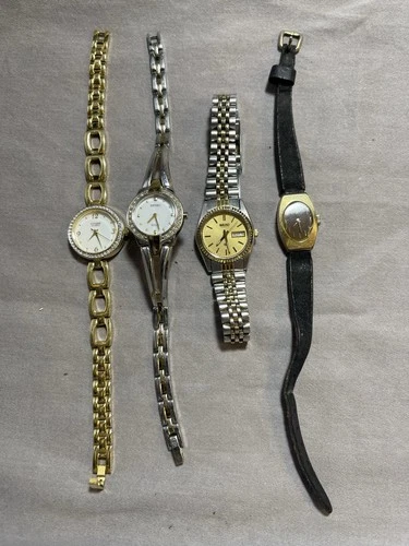 4 Working Ladies Watch Lot Seiko Citizen Diamond Quartz Mechanical Vintage Solar