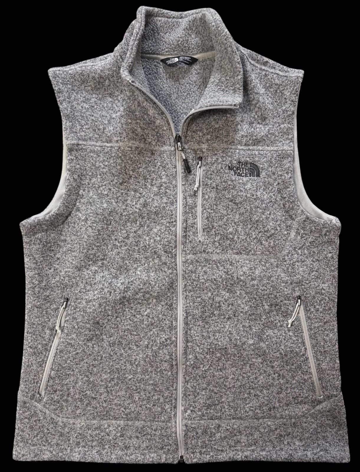 The North Face Tsillan Vest Mens Large Gray Knit Full Zip Meld Grey Heather