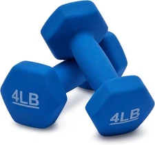 Neoprene Dumbbell Hand Weights 4 lbs. for Exercise and Muscle Toning