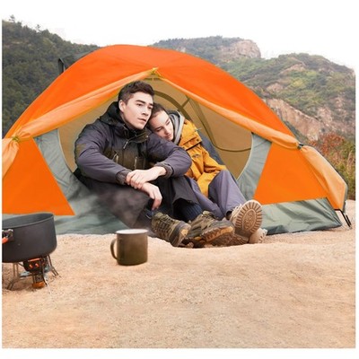 Orange Camping Tent - Rainfly, Aluminum Poles, Double Doors