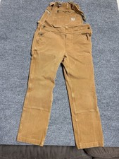 Carhartt Bib Overalls Mens Size Small Brown Duck Canvas Workwear Double Knee