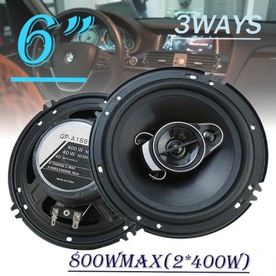 Pair 3-Way 4-Ohm Coaxial Car Stereo Speakers: 6 Inch Size, 400 Watts Max