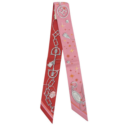 Hermes Twilly C'est La Fete Silk Rose Bonbon Orange Red