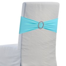 10Pcs Chair Bow, 350x130mm Stretch Band with Buckle Slider Lake Blue 