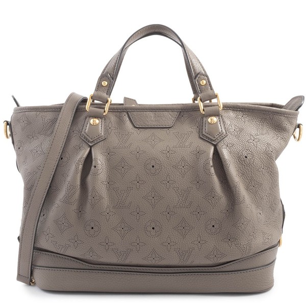 LOUIS VUITTON Stella PM Monogram Mahina Leather Beige Tote Bag Pre-owned Auth