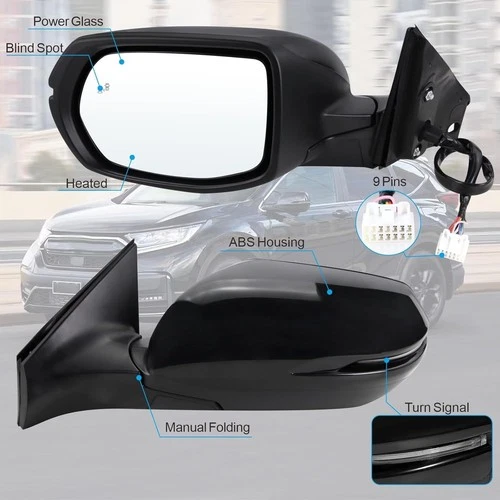 Left Driver Side Mirror Compatible W/ 17-22 Honda CRV W/ Manual Folding, power