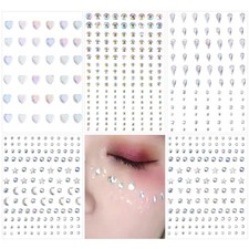 Face Gems Jewels Rhinestones Self Adhesive Stickers 5 Sheets