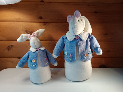 2003 Target Plush Decorative Spring Easter Bunny Rabbits Set Of 2,  16'' And 12''